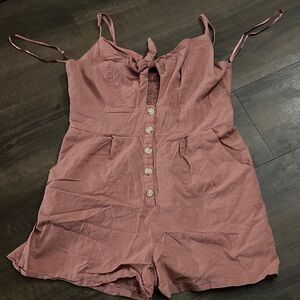 one clothing Dusty Mauve Tie-Front Romper
